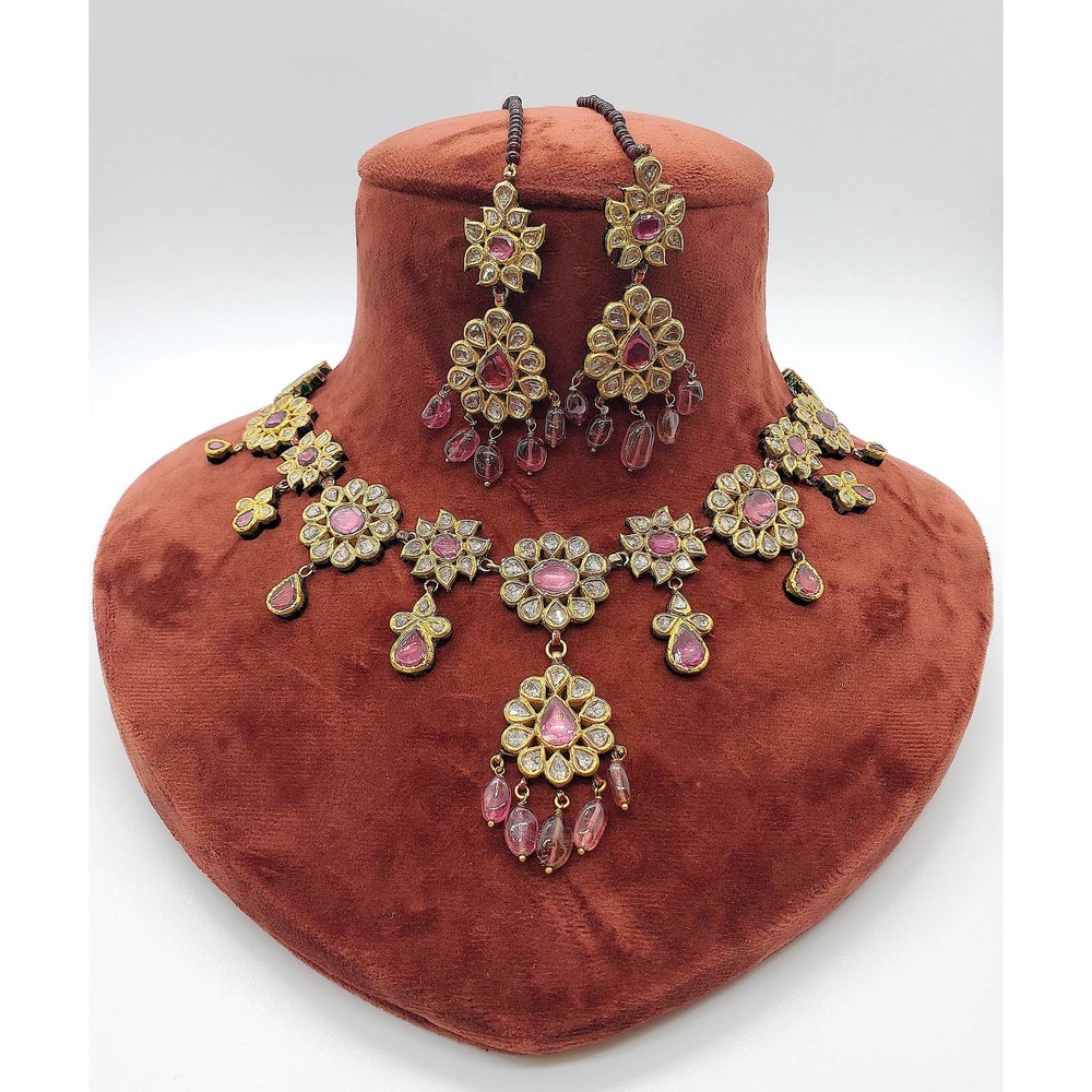 18kt Gold Kundan Diamond Polki Necklace set